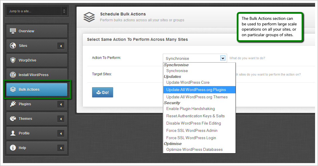 iControlWP Bulk Actions - iControlWP